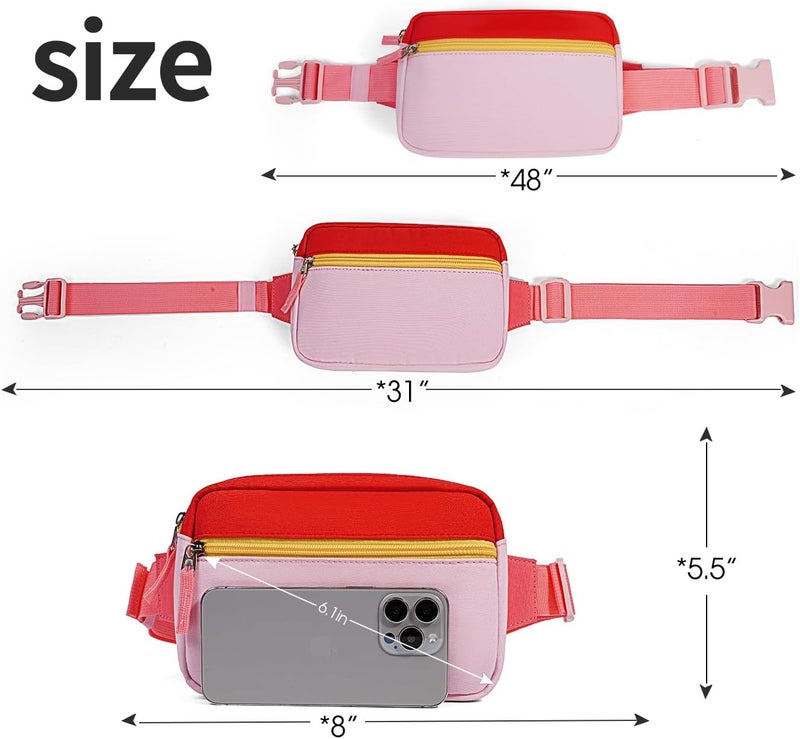 cotmcor Store Valentines Day Gifts for Kids: Fanny Pack Birthday Gift for 5 6 7 8 9 10 11 12 Year Old Teen Girls, Preppy Cute Trendy Stuff Colorblock Crossbody Bag Adjustable Belt Bags for Travel Outdoor - Image 4